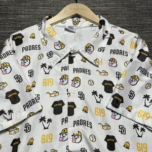 San Diego Padres Aloha Shirt Men's XL White Short Sleeve Button Jack Hawaiian